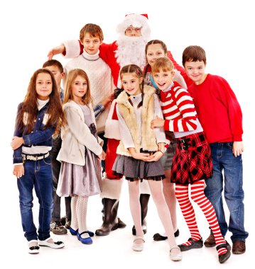 Noel Baba ile çocuk grup.