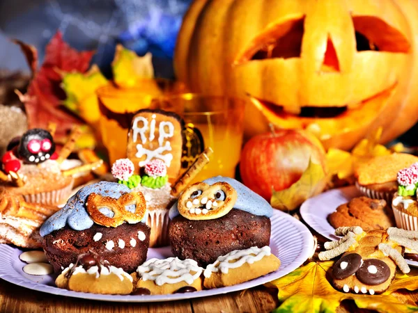 Halloween tabela z Cukierek albo psikus — Zdjęcie stockowe