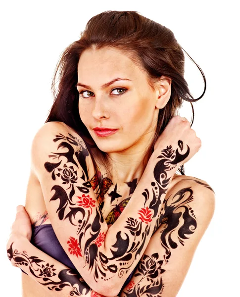 Girl with body art. — Stock Photo, Image