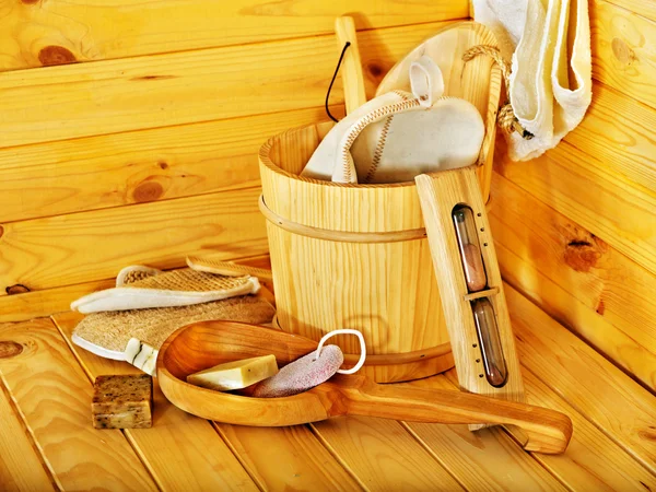 Bodegón con accesorios de sauna . —  Fotos de Stock
