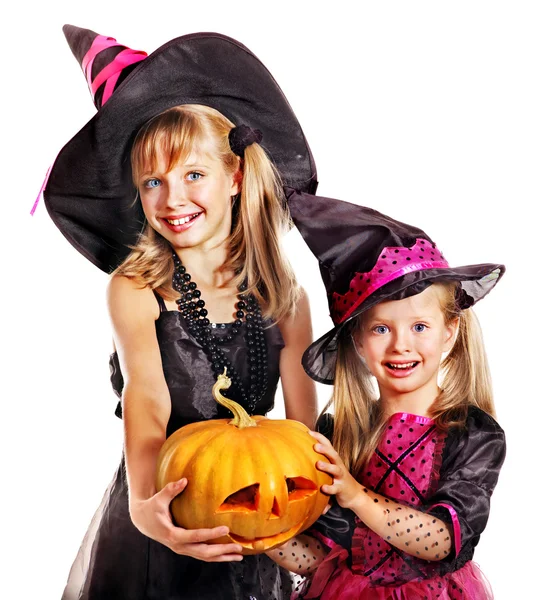 Strega bambini alla festa di Halloween . — Foto Stock