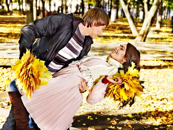 Couple on date autumn outdoor. — Stock Photo, Image