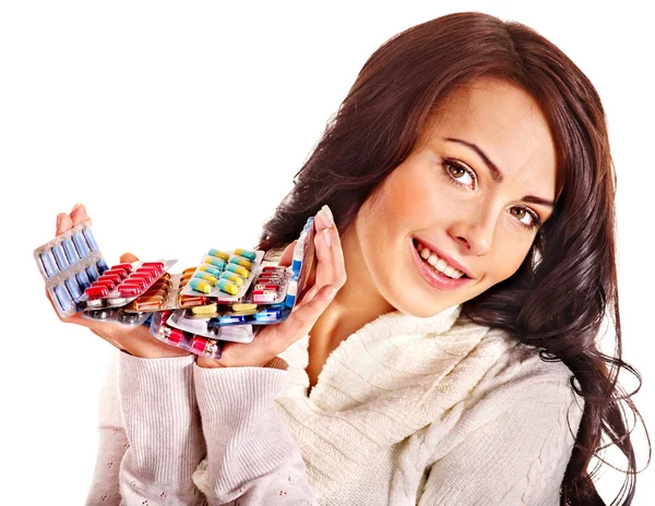 Woman having pills and tablets. — Stock Photo, Image