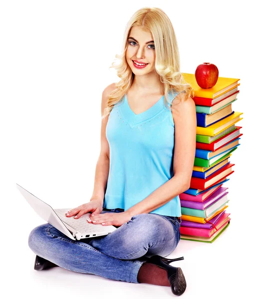Student with stack book. — Stock Photo, Image