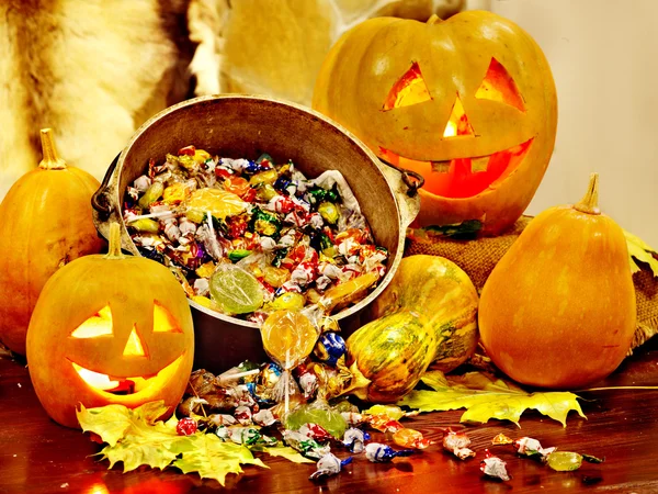 Linterna de calabaza de Halloween. — Foto de Stock