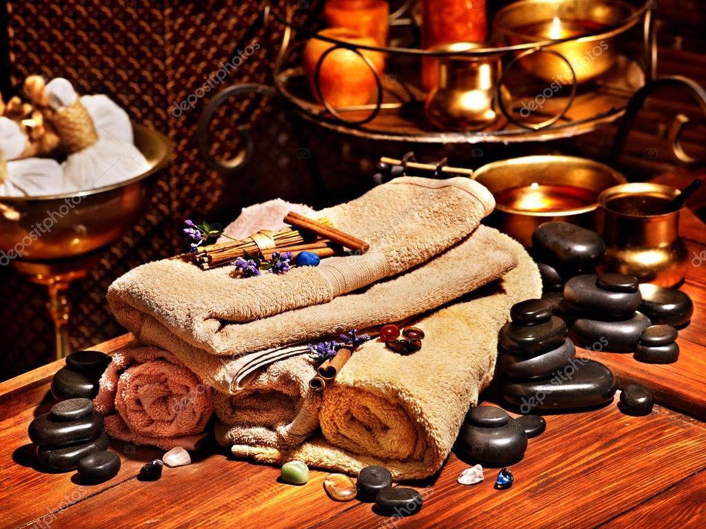 Ayurvedic spa massage still life Stock Photo by ©poznyakov 32533853