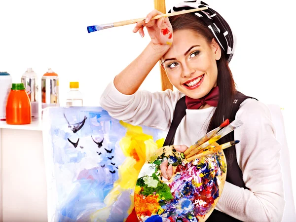 Female artist at work. — Stock Photo, Image