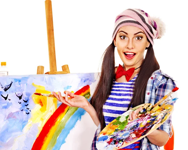 Artista donna al lavoro . — Foto Stock