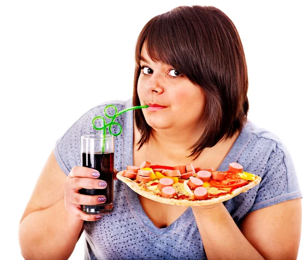 Mujer comiendo comida rápida. — Foto de Stock