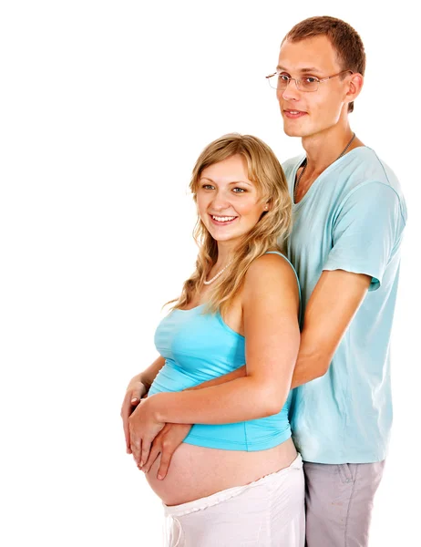 Gravid kvinna med familj . — Stockfoto