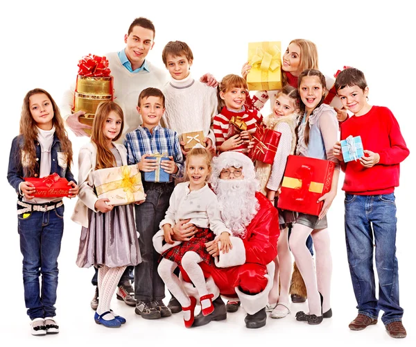 Grupo de crianças com Papai Noel . — Fotografia de Stock