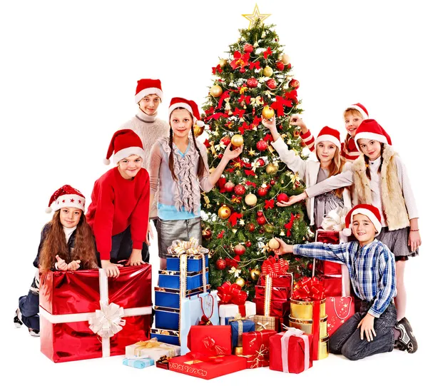 Gruppenmenschen und Weihnachtsmann. — Stockfoto