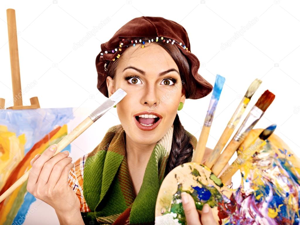 Kvinnliga artist på jobbet. — Stockfotografi © poznyakov 33927211