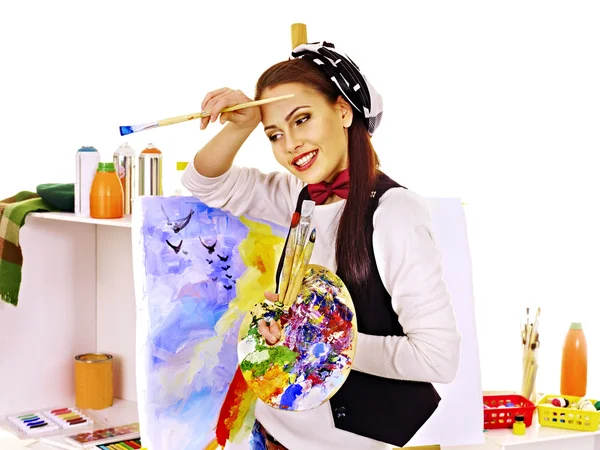 Artista donna al lavoro . — Foto Stock