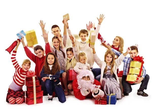 Grupo de niños con Santa Claus . Imagen De Stock