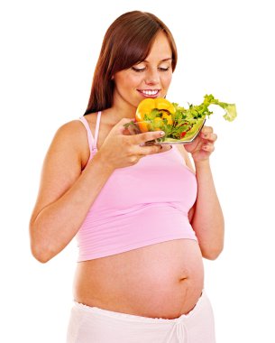 hamile kadın sebze yemek.
