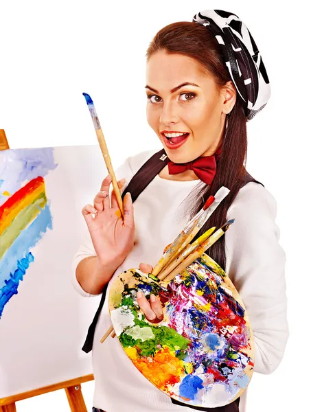 Artista donna al lavoro . — Foto Stock