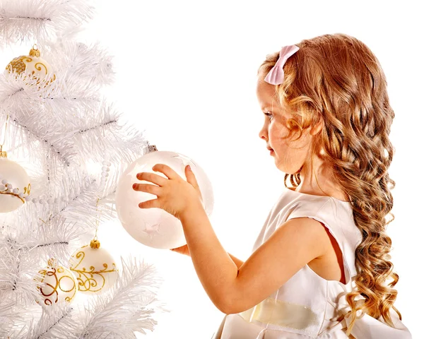 Bambino e albero di Natale — Foto Stock