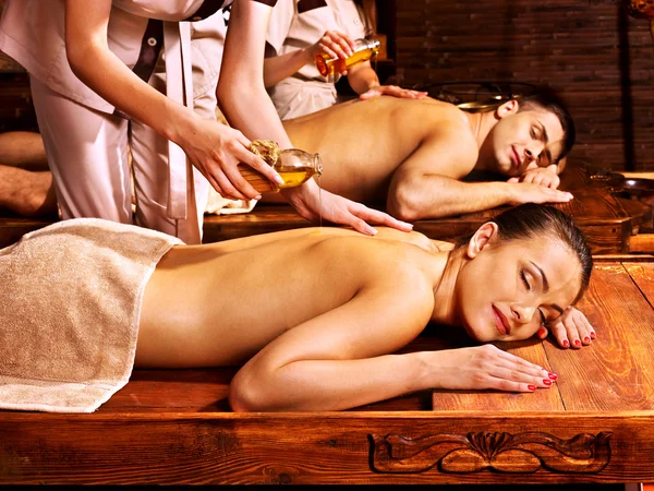 Couple having Ayurvedic spa treatment. — Stock Photo, Image