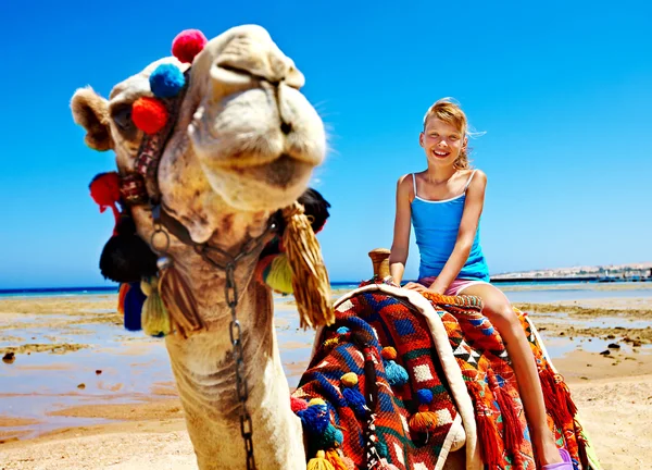 Tourists riding camel — Stock Photo, Image