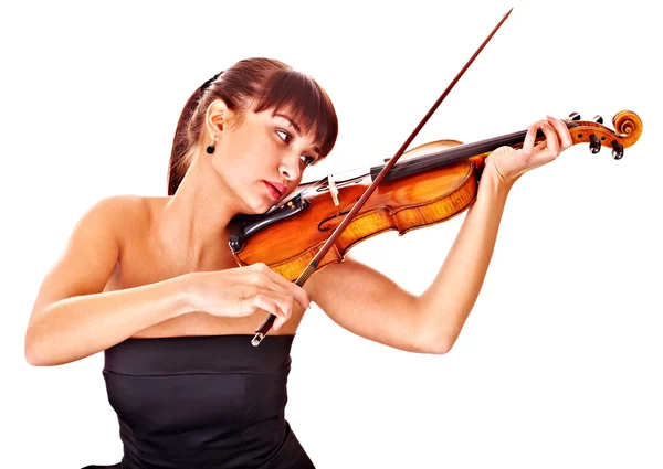 Chica joven con violín. Aislado . — Foto de Stock