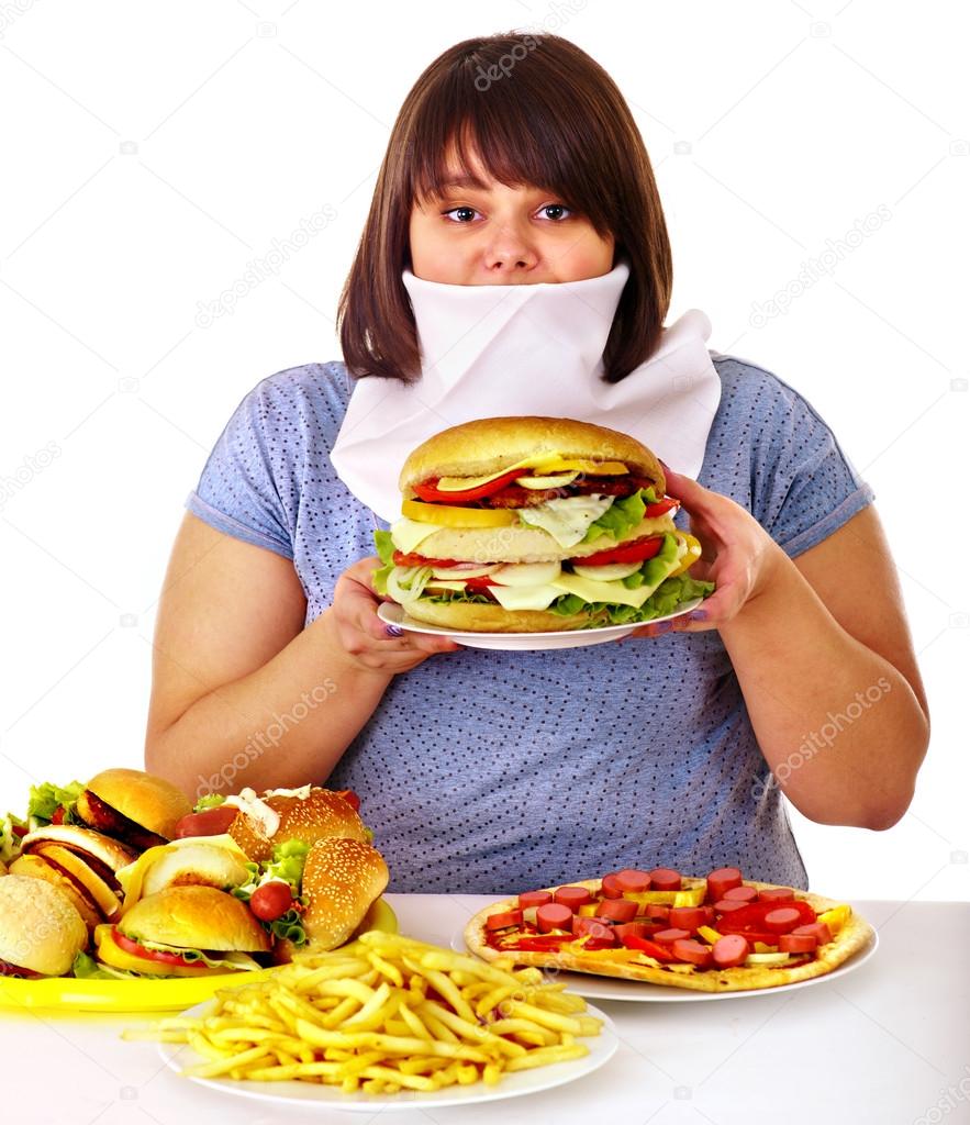 Woman refusing fast food.