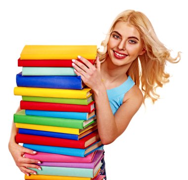 yığın kitap ile öğrenci.