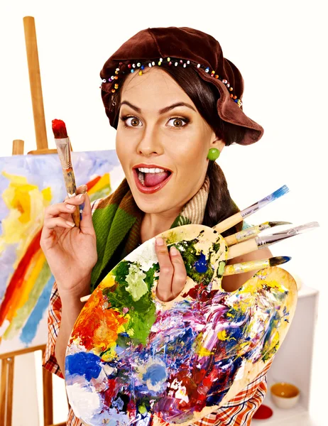 Female artist at work. — Stock Photo, Image