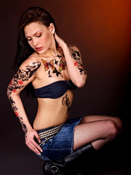 Girl with body art. — Stock Photo, Image