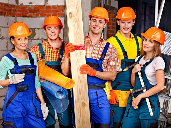 Group people in builder uniform. — Stock Photo, Image