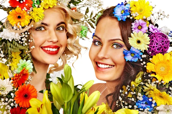 Woman with make up and flower. Stock Photo