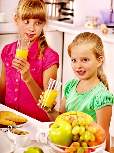 Children   breakfast at kitchen. — Stock Photo, Image