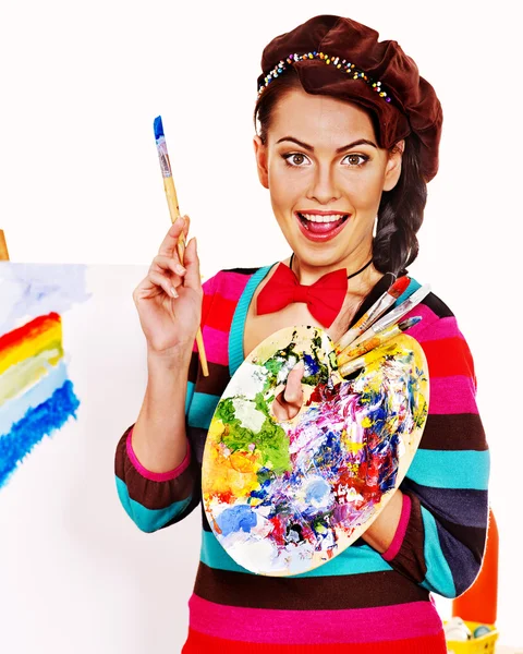 Artista donna al lavoro . — Foto Stock