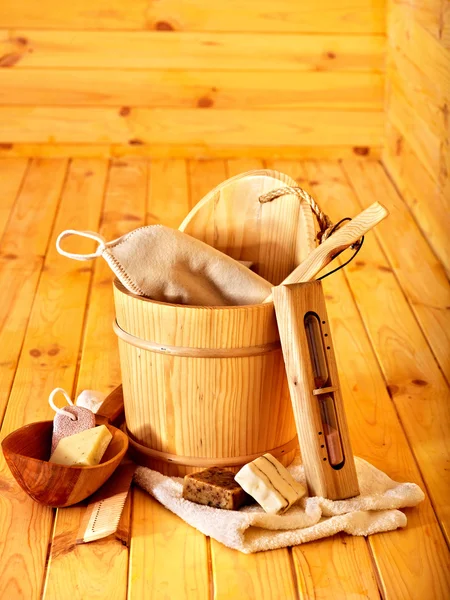 Bodegón con accesorios de sauna . — Foto de Stock
