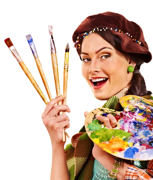 Female artist at work. — Stock Photo, Image