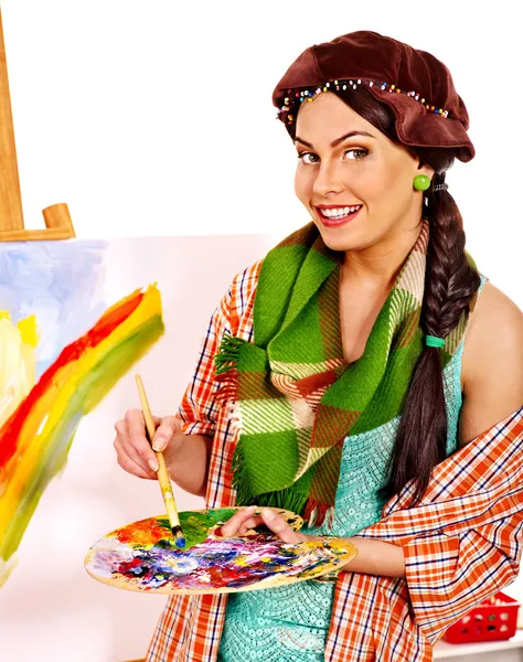 Female artist at work. — Stock Photo, Image