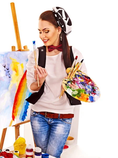 Artista donna al lavoro . — Foto Stock