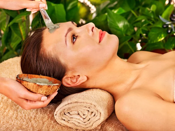 Máscara facial de arcilla en spa de belleza . — Foto de Stock