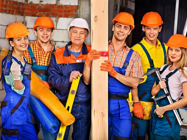 Group people in builder uniform — Stock Photo, Image
