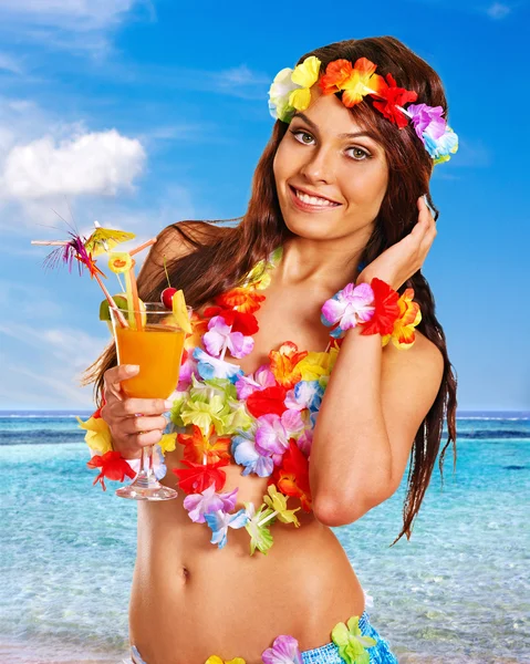 Woman in hawaii costume — Stock Photo, Image