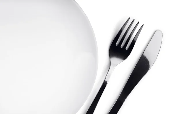 Plate, fork and knife — Stock Photo, Image