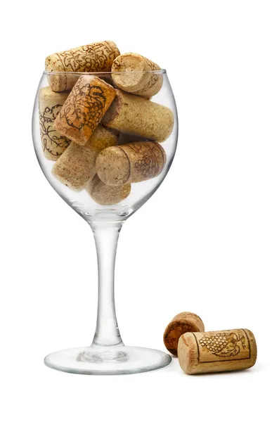 Bicchiere da vino e tappi — Foto Stock