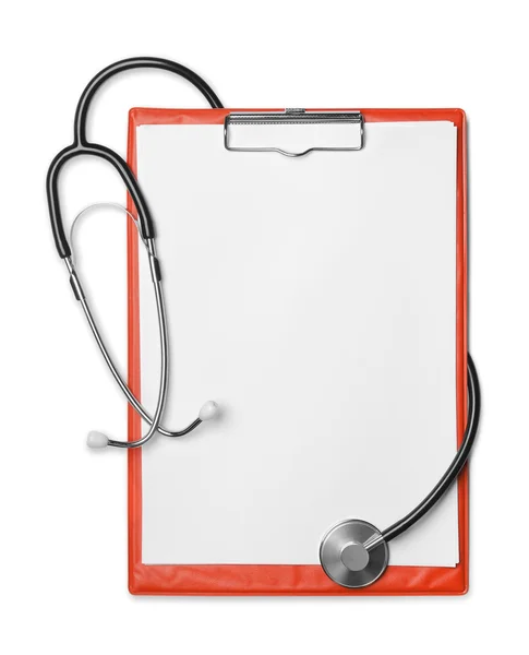 Clipboard and stethoscope — Stock Photo, Image