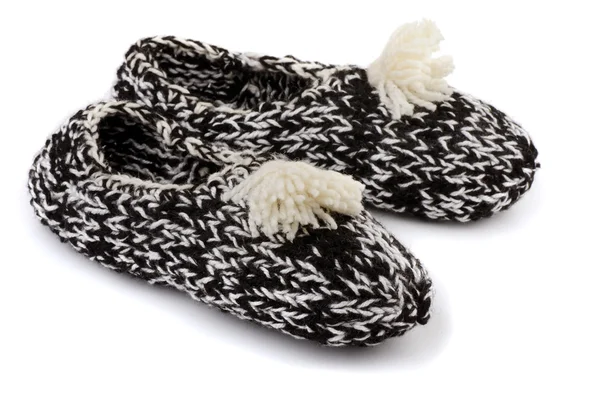 Knitted slippers — Stock Photo, Image