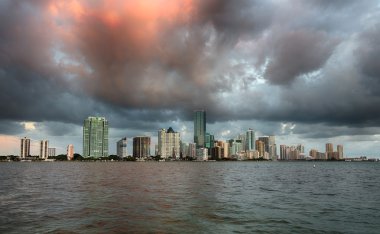 miami siluetinin manzarasına şafak