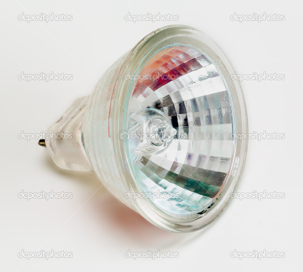 Halogen light bulb lit from side isolated