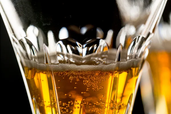 Macro close shot of heart in champagne glass — Stock Photo, Image