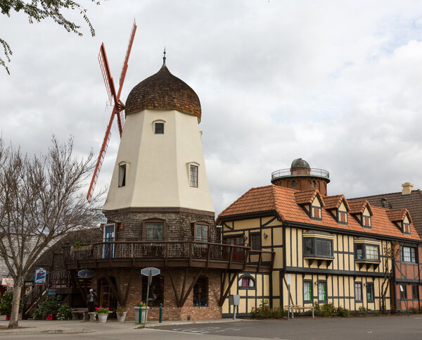 Faux windmill in Solvang CA