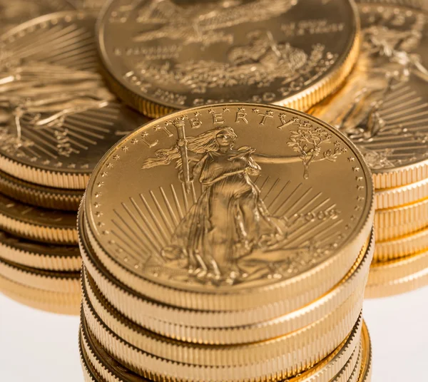 Collection of one ounce gold coins — Stock Photo, Image