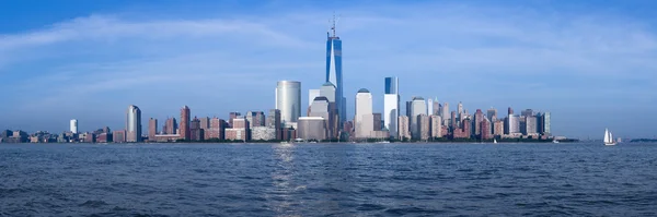 Panoráma, valamint alsó-Manhattan alkonyatkor — Stock Fotó